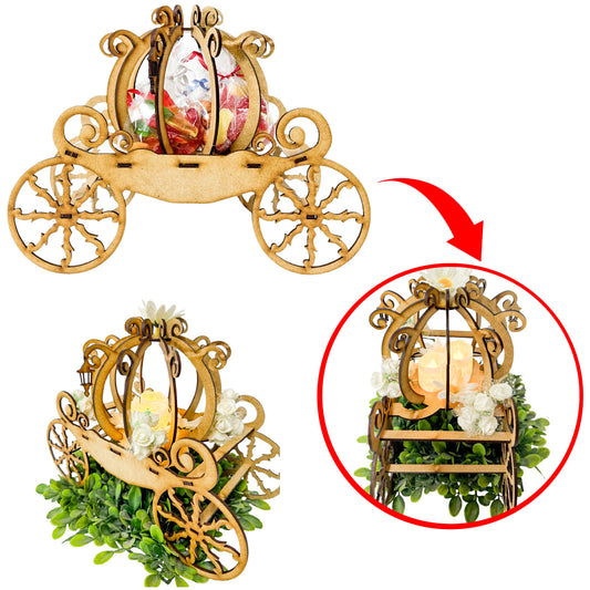 🎠 Carreta de Cenicienta en MDF – Ideal para Centros de Mesa o Decoración ✨5pz RB98