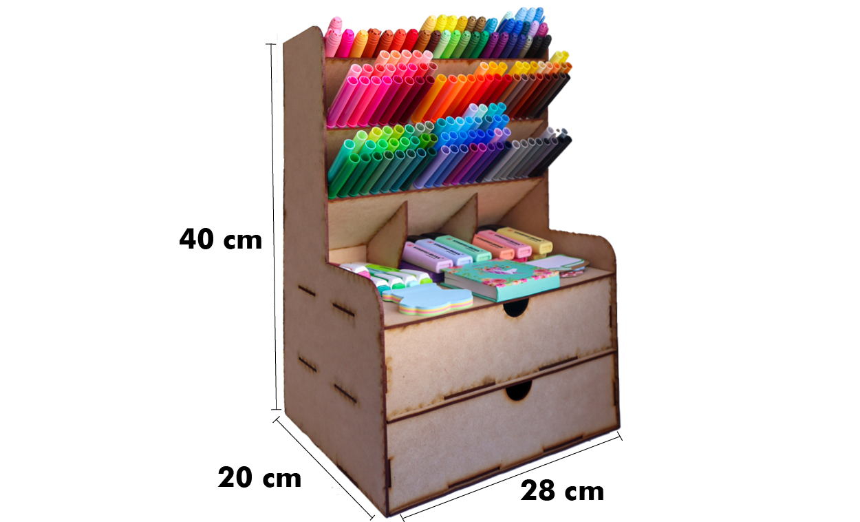 Organizador de Escritorio con 2 Cajones y 3 Niveles Inclinados 🖊️📚 OE10