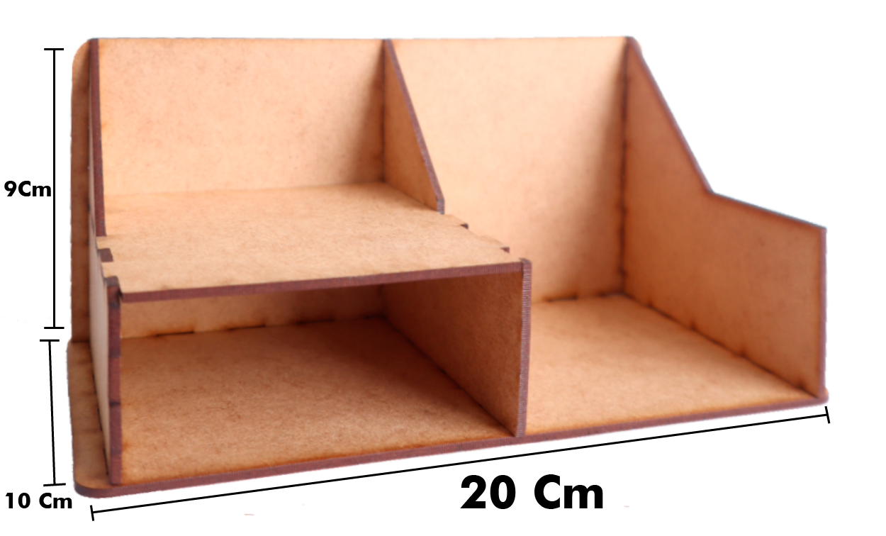 🟫 Organizador de Escritorio de MDF – 2 Compartimentos Laterales OE03