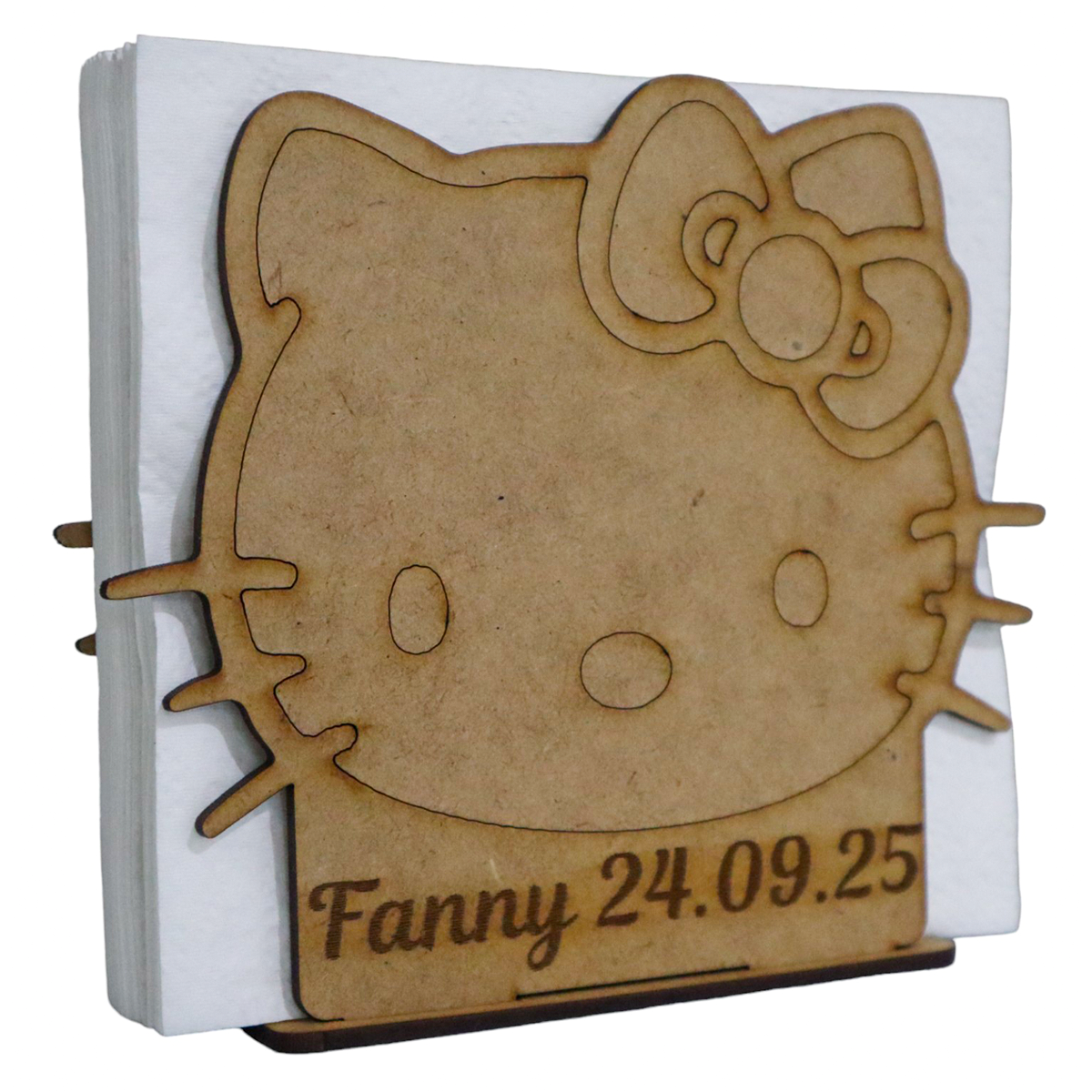 🎀 Servilletero Infantil Hello Kitty – Personalizado con Nombre y Fecha 🐱💕12pz UE40