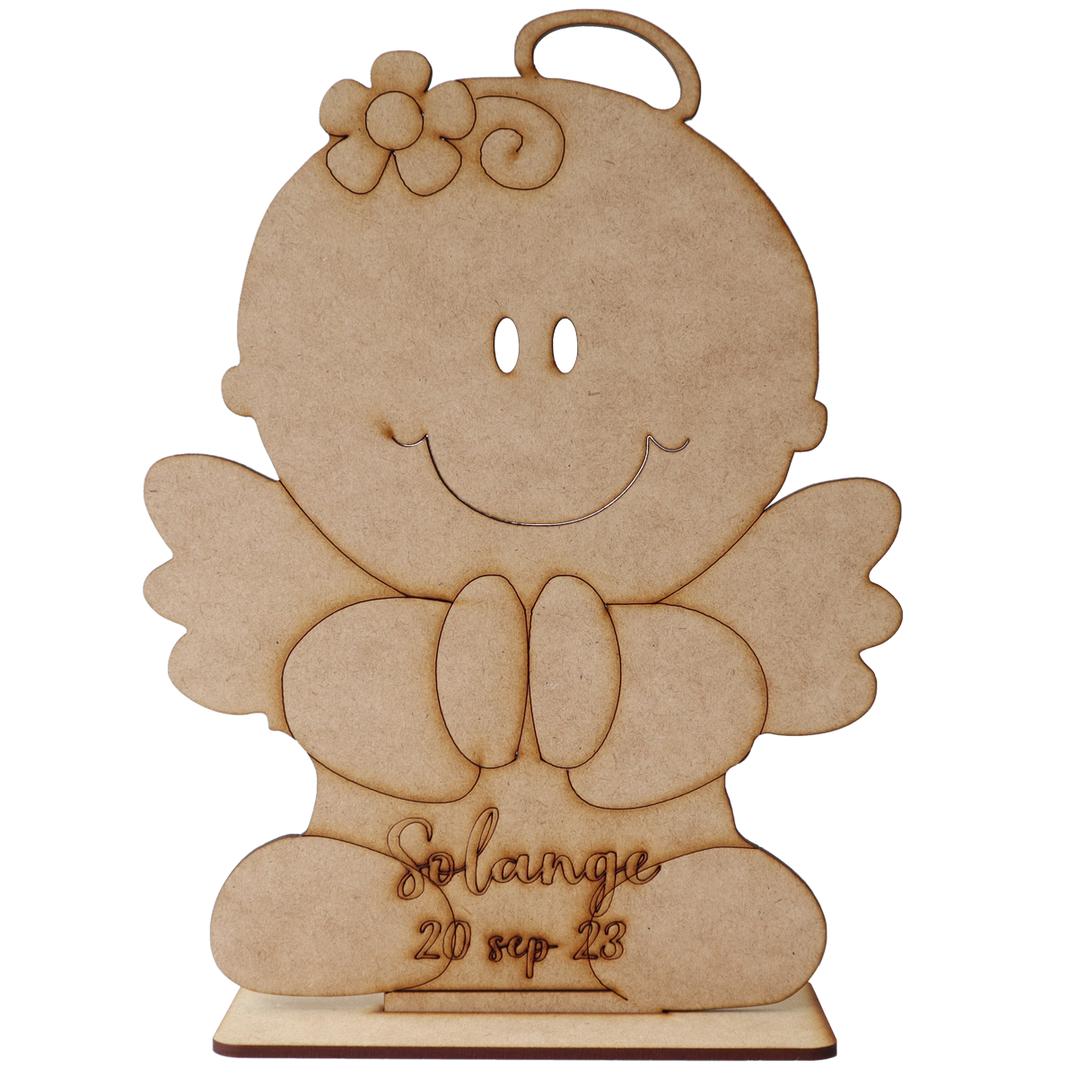 👼 Angelito Bebé Orando con Alas – Recuerdo Personalizado en MDF 10pz RB53