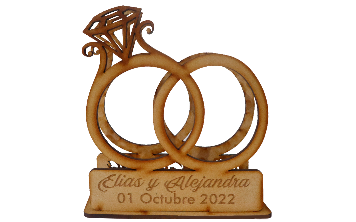 💍 Servilletero personalizado de boda - Diseño de anillos ✨ 12pz UE07