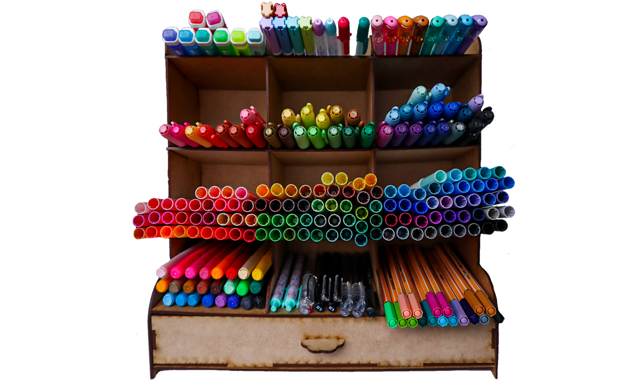 🖍️ Organizador de plumones con cajón 🧷 | OE08