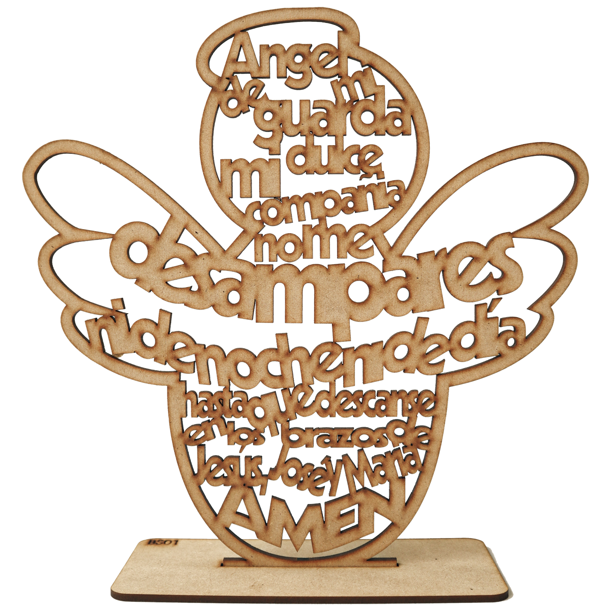 Angelito con oración completa “Ángel de mi guarda” – MDF decorativo 10pz RB20