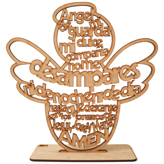 Angelito con oración completa “Ángel de mi guarda” – MDF decorativo 10pz RB20