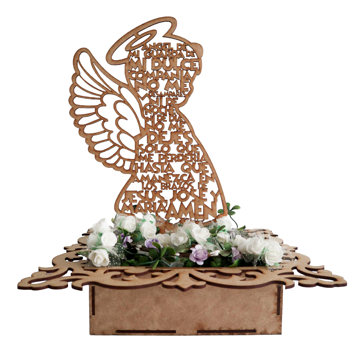 🌟 Centro de Mesa con Caja y Angelitos de MDF – Varios Modelos ✨ 5pz RB83