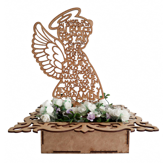 🌟 Centro de Mesa con Caja y Angelitos de MDF – Varios Modelos ✨ 5pz RB83