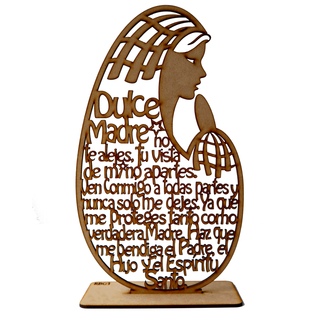 Virgen MDF con oración "Dulce Madre" – Figura decorativa religiosa 10pz RB21