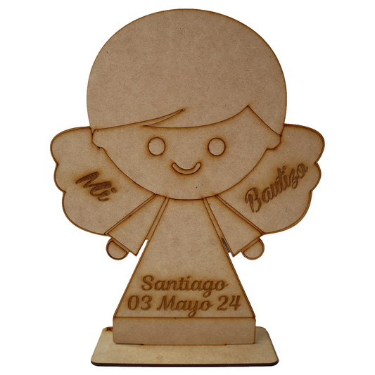 Decoración bautizo MDF niño – Recuerdo con nombre y fecha grabada 10PZ RB19