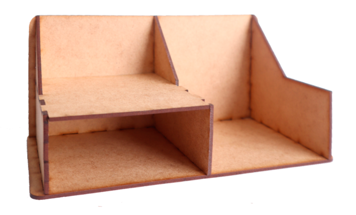 🟫 Organizador de Escritorio de MDF – 2 Compartimentos Laterales OE03