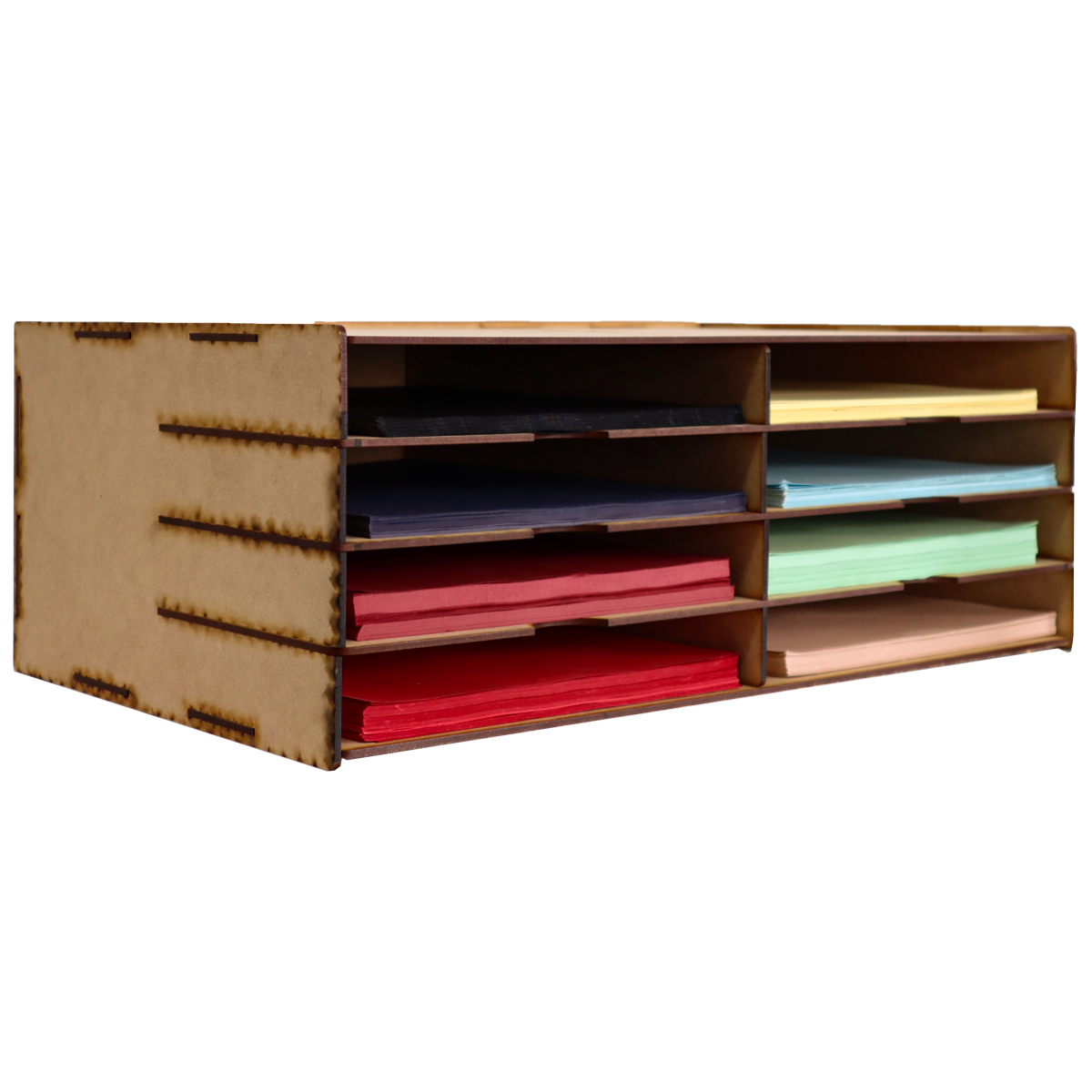 📄✨ Organizador horizontal de hojas tamaño carta con 10 compartimentos – MDF 3 mm 📚 OE25