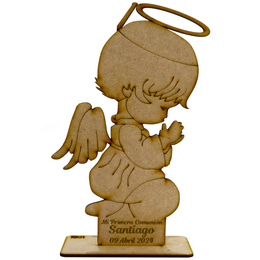 Figura angelito rezando MDF 3mm – Pack x10 para comunión