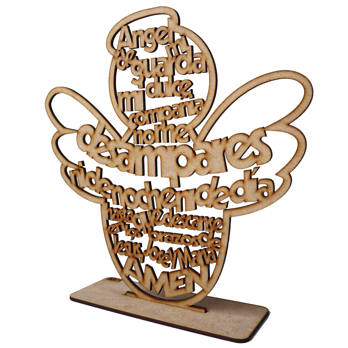 Angelito con oración completa “Ángel de mi guarda” – MDF decorativo 10pz RB20