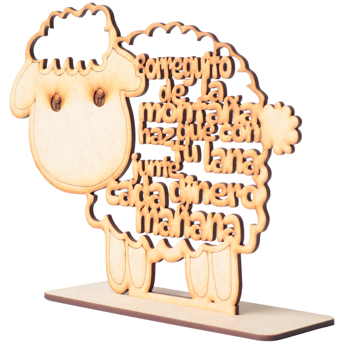 📝 Figura Decorativa MDF "Borreguito Ahorro" con Frase Grabada 🐑  10pz RB43