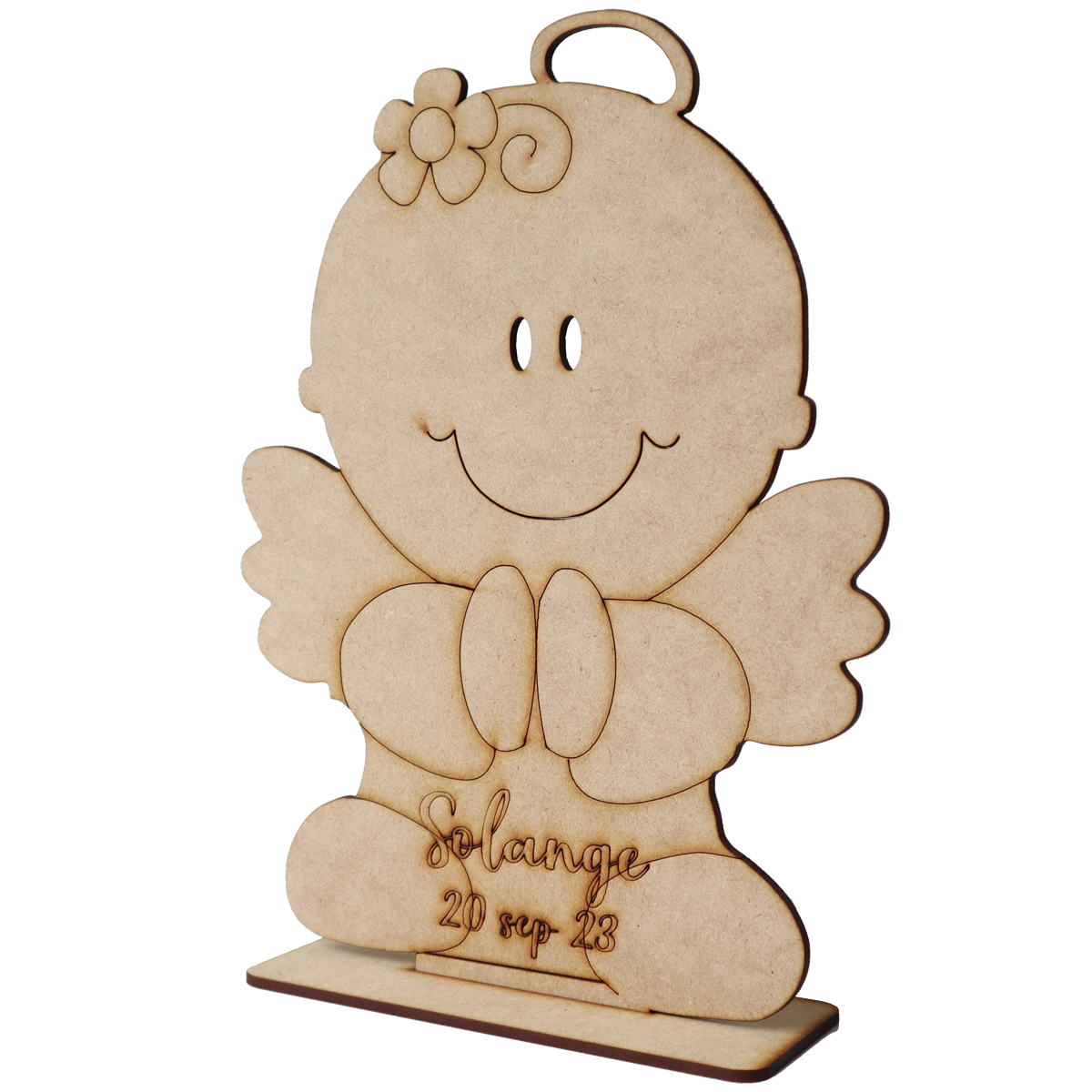 👼 Angelito Bebé Orando con Alas – Recuerdo Personalizado en MDF 10pz RB53