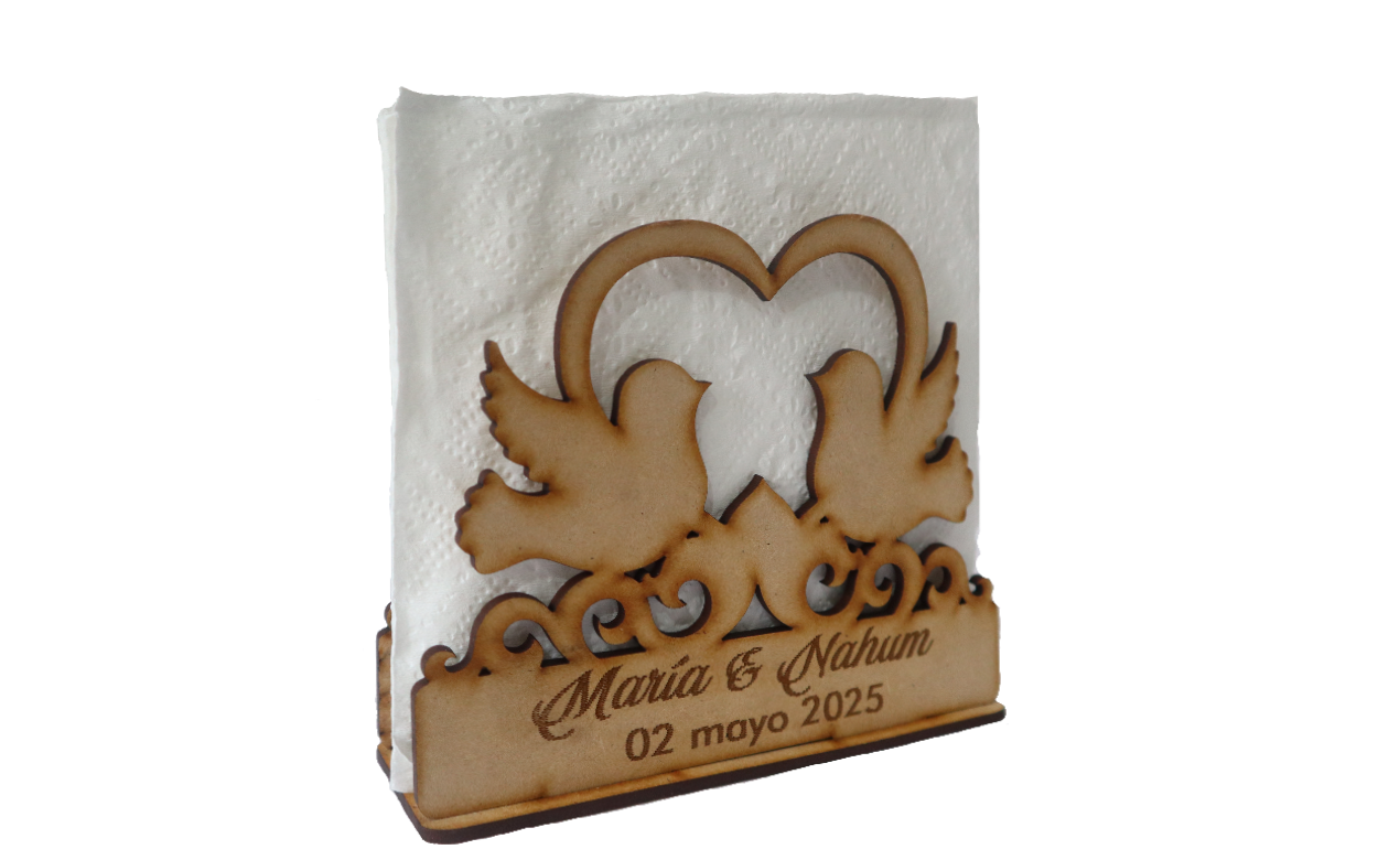 🕊️ Servilletero de amor personalizado - Ideal para bodas 💍 12pz UE06