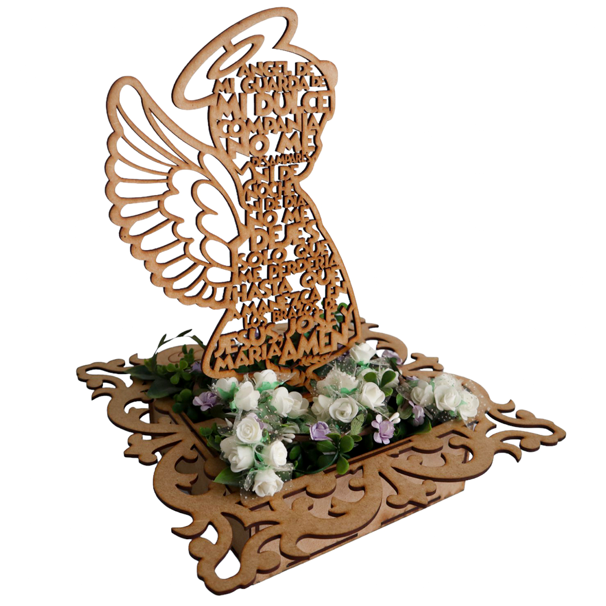 🌟 Centro de Mesa con Caja y Angelitos de MDF – Varios Modelos ✨ 5pz RB83