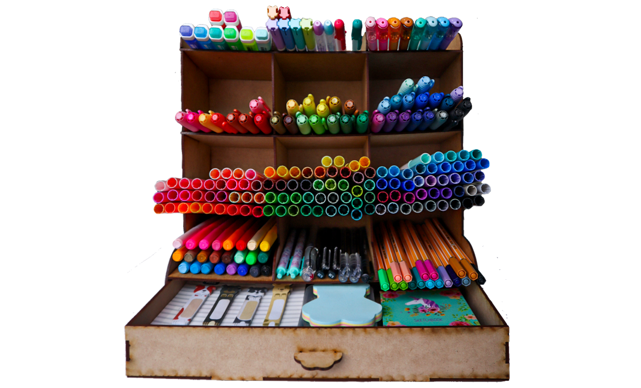 🖍️ Organizador de plumones con cajón 🧷 | OE08