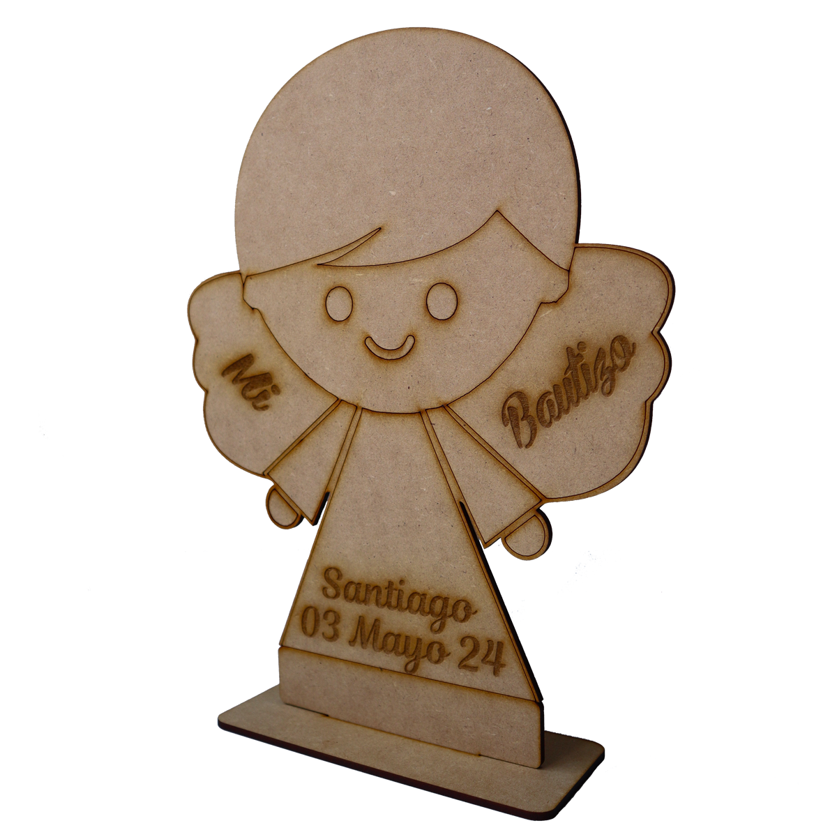 Decoración bautizo MDF niño – Recuerdo con nombre y fecha grabada 10PZ RB19