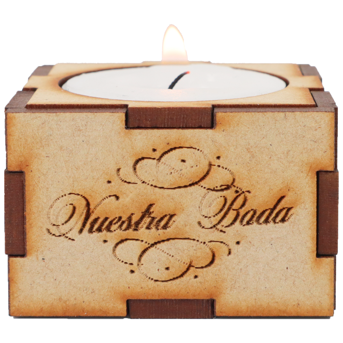 🕯️✨ Cajita Porta Vela Personalizada en MDF – Ideal para Recuerdos ✨🕯️ 30pz RB115