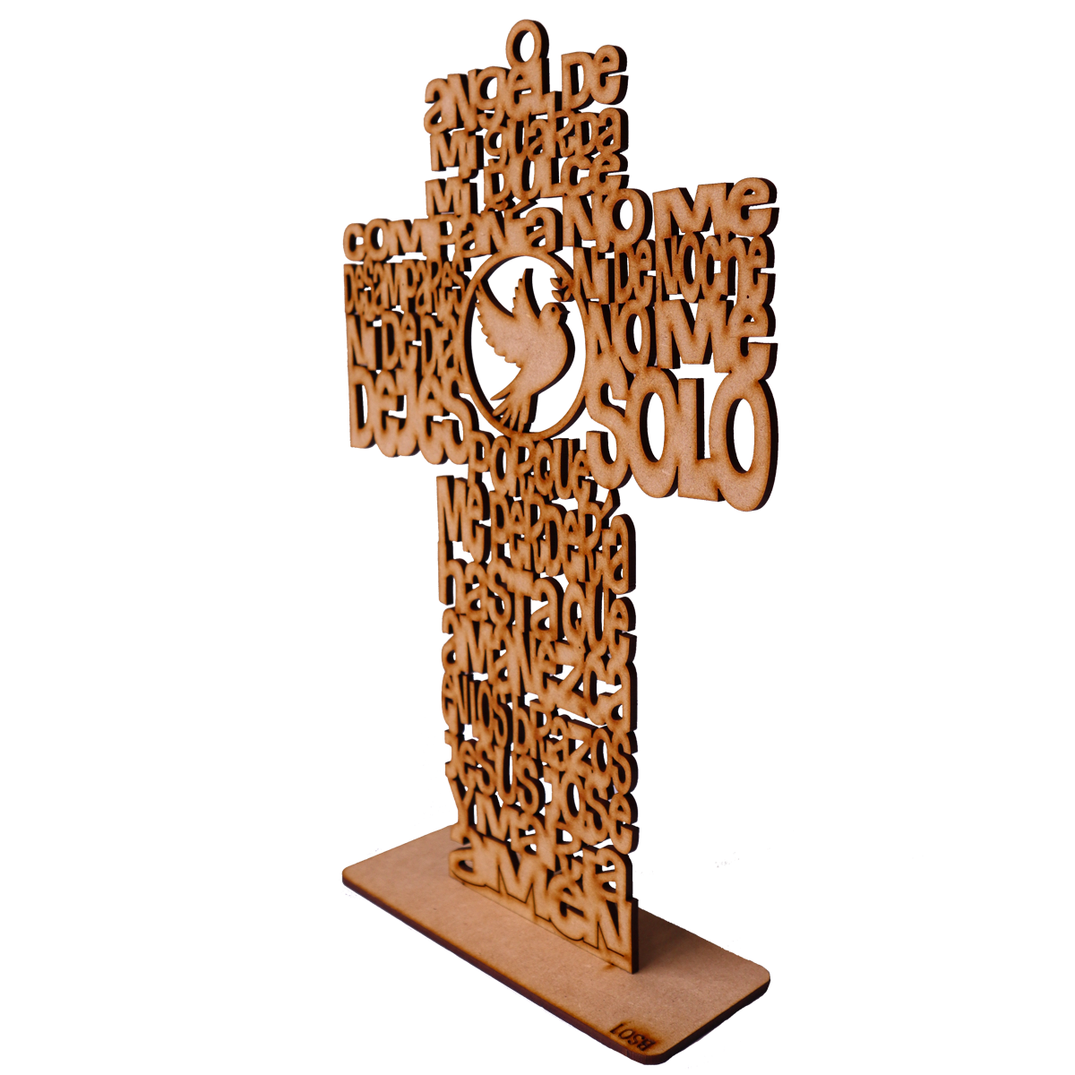 Cruz con oración del Ángel de la Guarda y paloma – MDF corte láser 10pz RB31