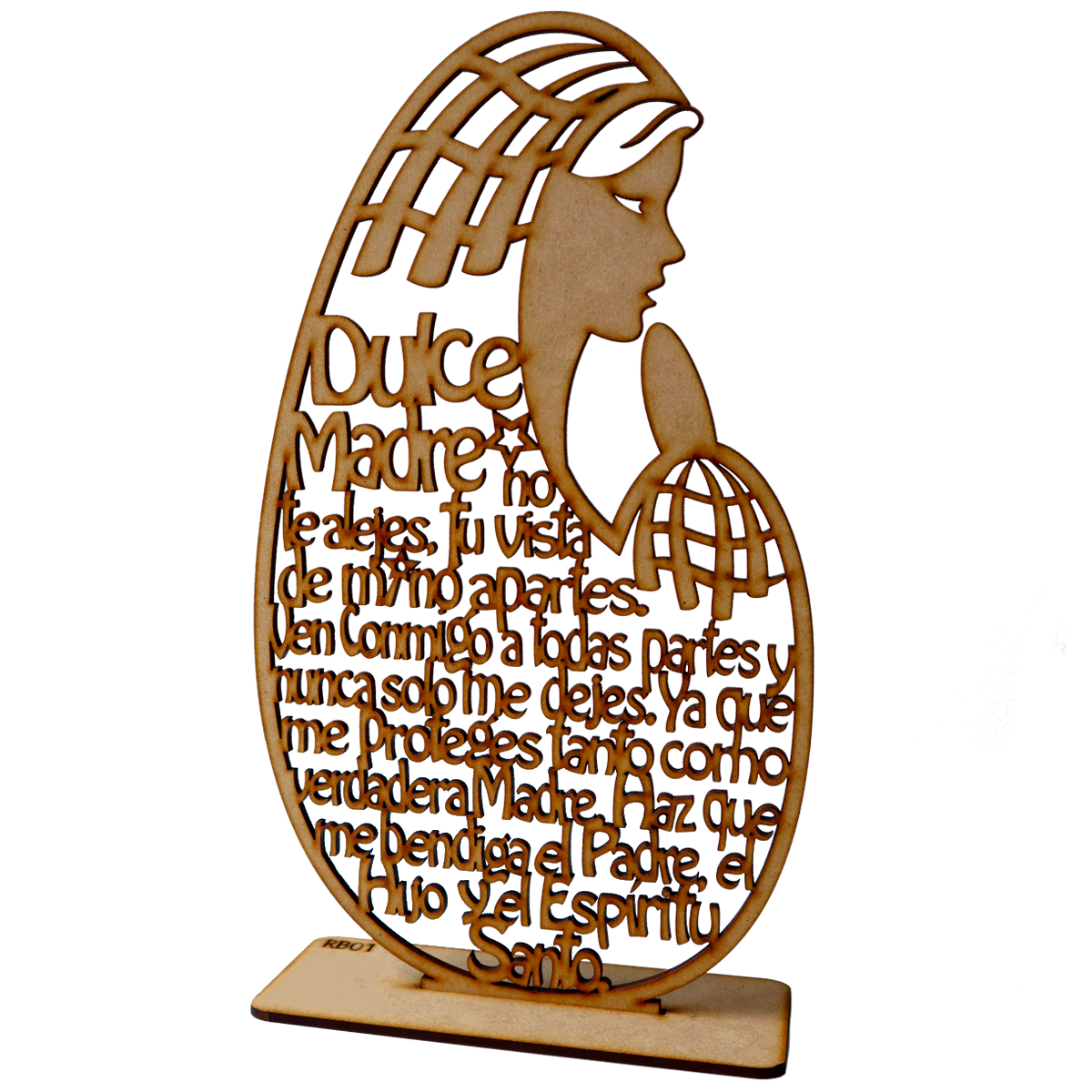 Virgen MDF con oración "Dulce Madre" – Figura decorativa religiosa 10pz RB21