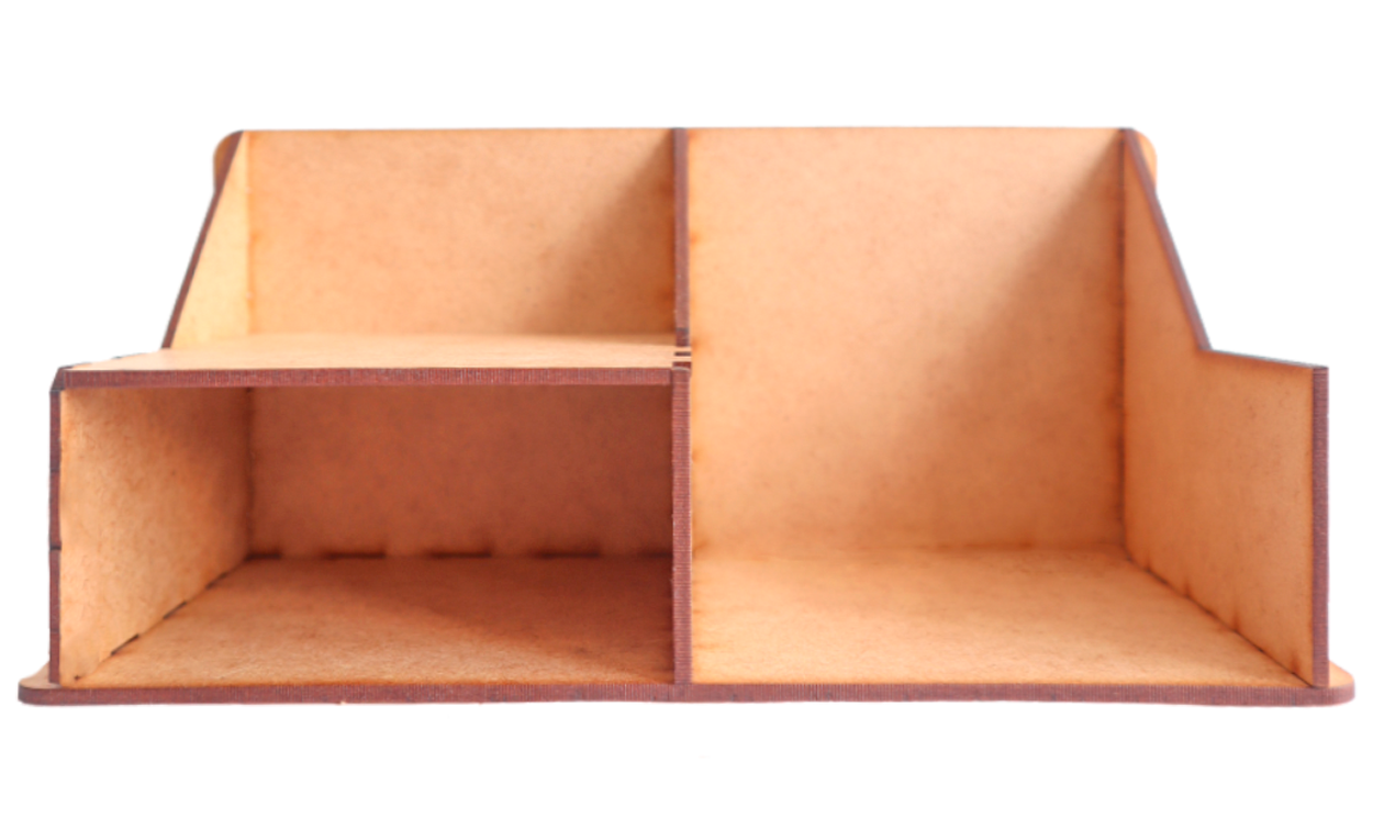 🟫 Organizador de Escritorio de MDF – 2 Compartimentos Laterales OE03
