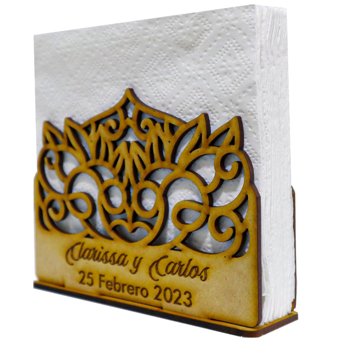 💍 Servilletero Personalizado para Boda – Modelo Encaje Floral 🌸 12pz UE29