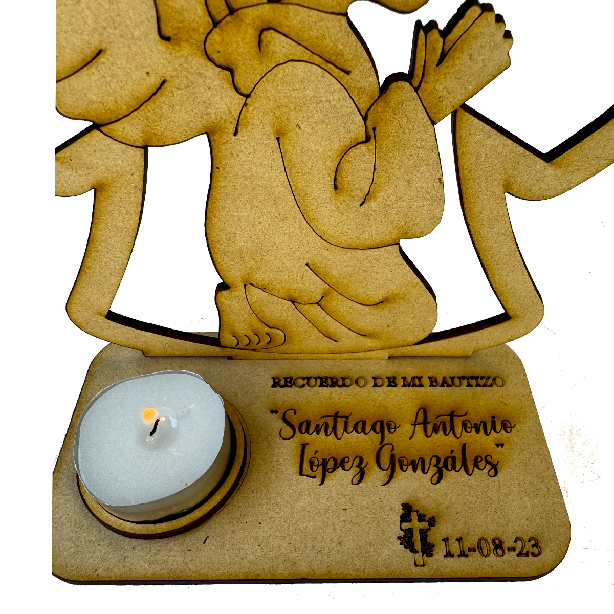 🕯️ Angelito Portavela Personalizado en MDF 🕊️ 10pz RB71