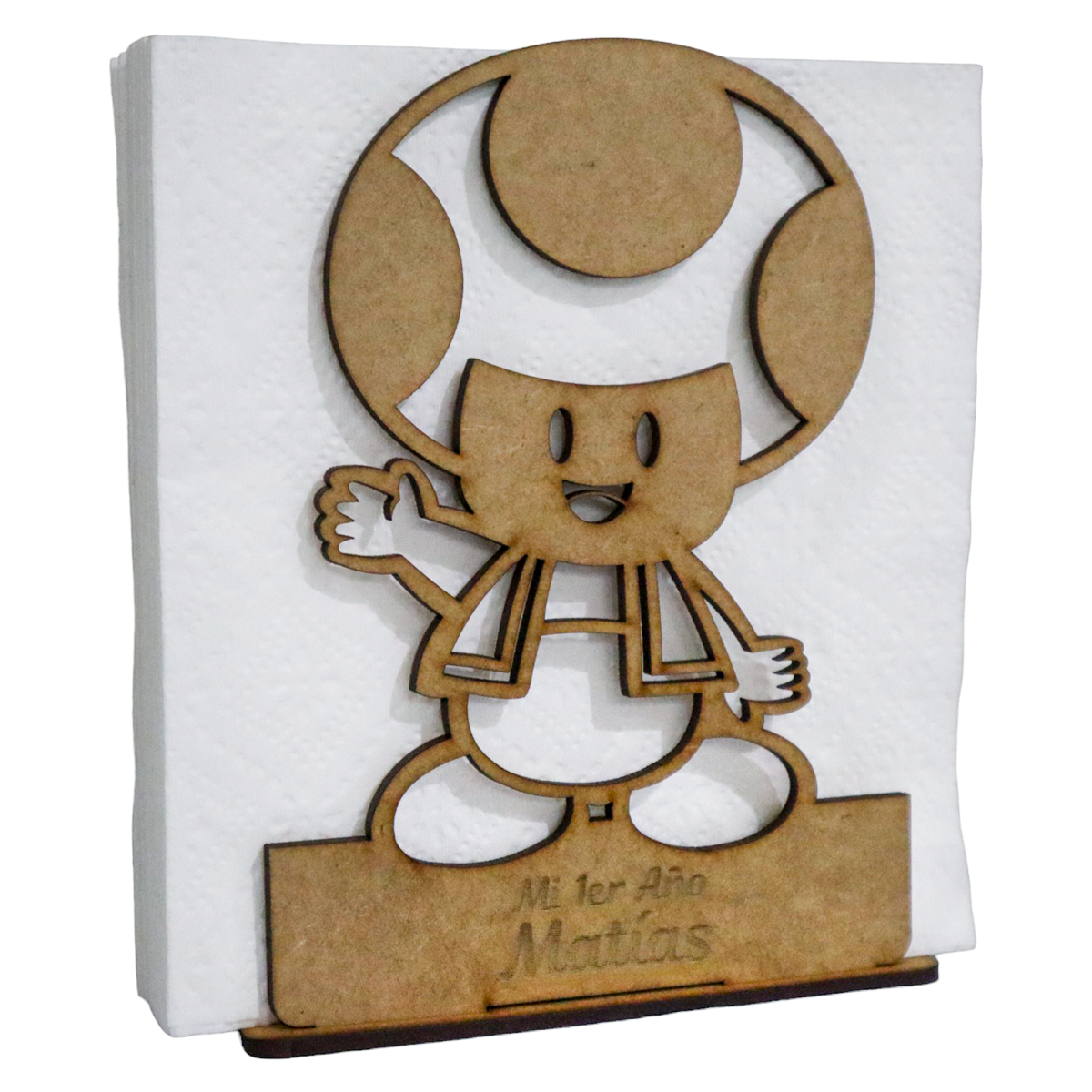 🍄✨ Servilletero Mario Bros Toad Personalizado – MDF 3mm 🎉🎈 12pz UE47