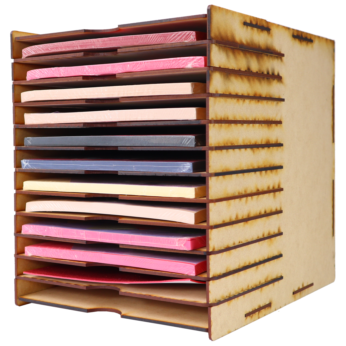 📁✨ Organizador vertical de MDF con 13 compartimentos para hojas 📄 OE34
