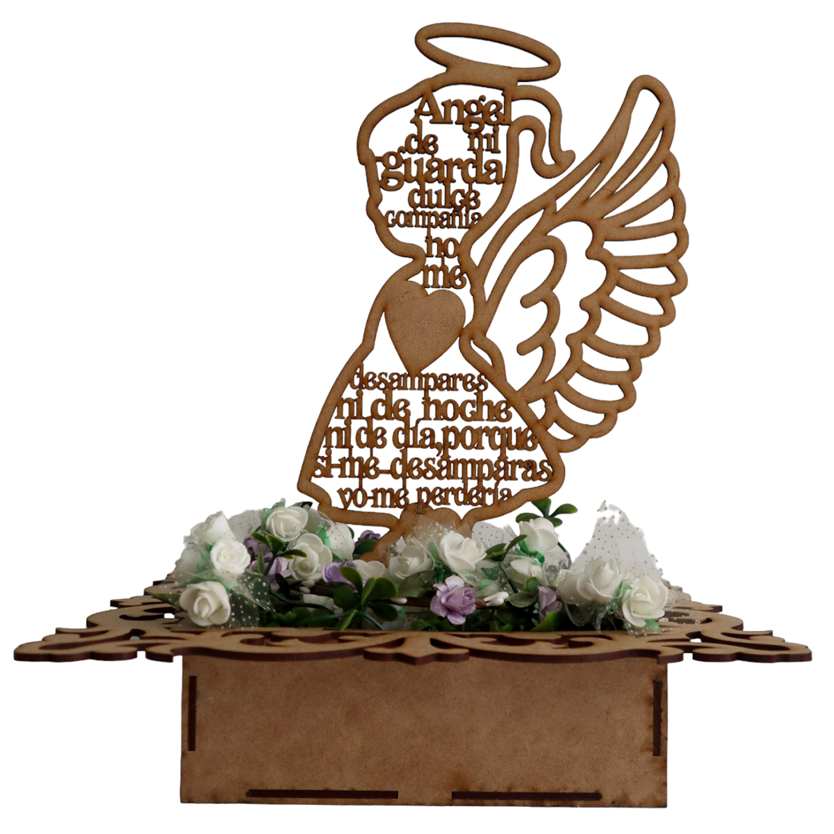 🌟 Centro de Mesa con Caja y Angelitos de MDF – Varios Modelos ✨ 5pz RB83