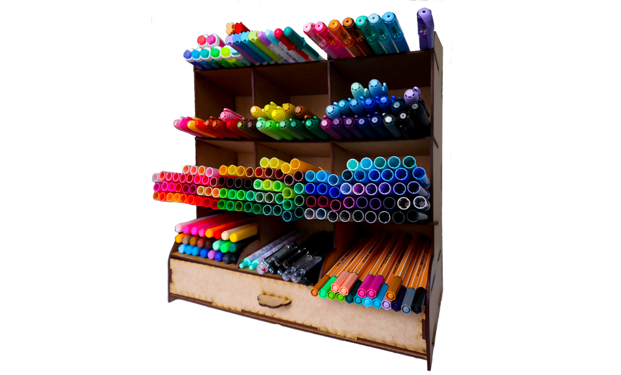 🖍️ Organizador de plumones con cajón 🧷 | OE08