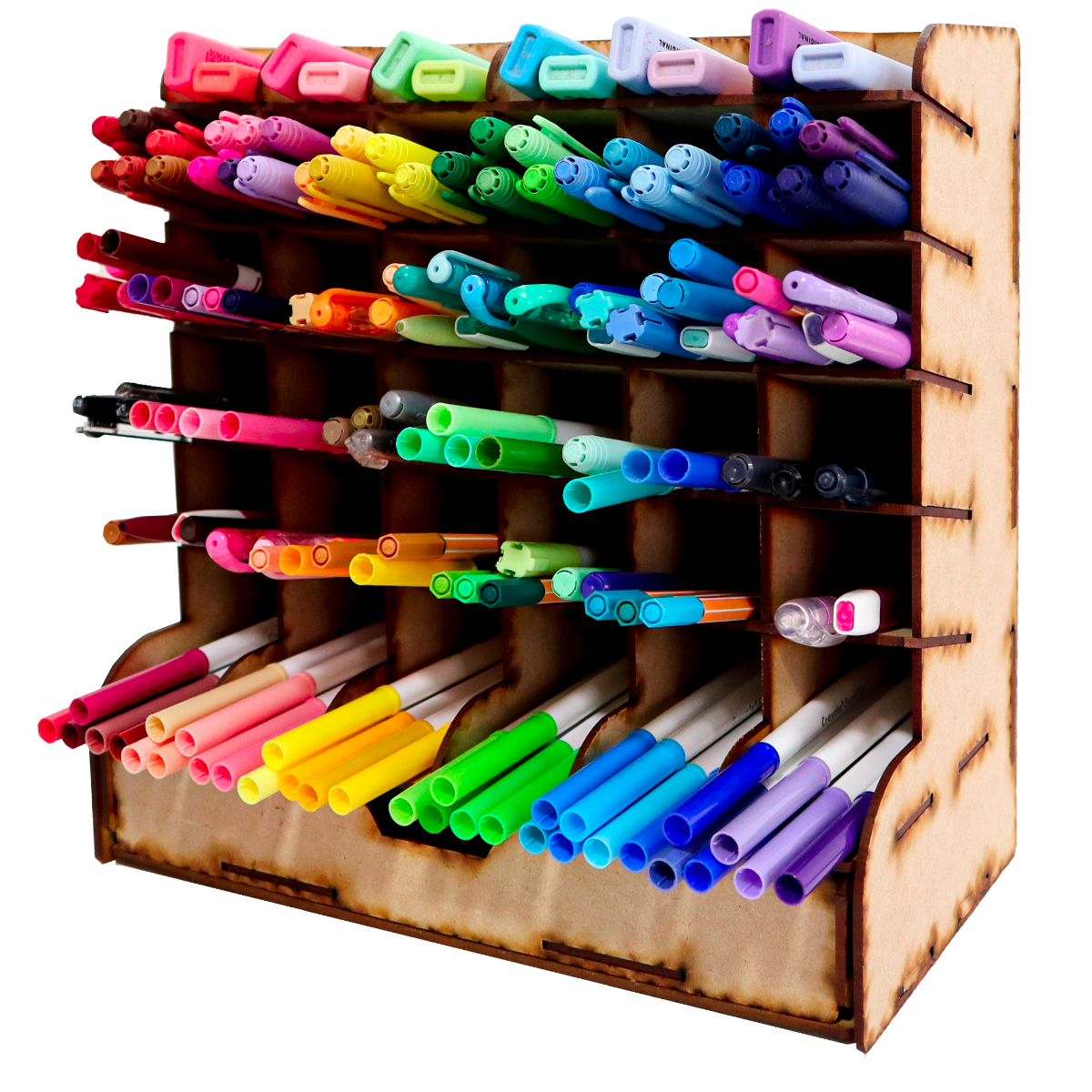 📚 Organizador Vertical de Escritorio con 10 Compartimentos – MDF Organizador de Plumones con Compartimentos – Ideal para Escritorio OE05