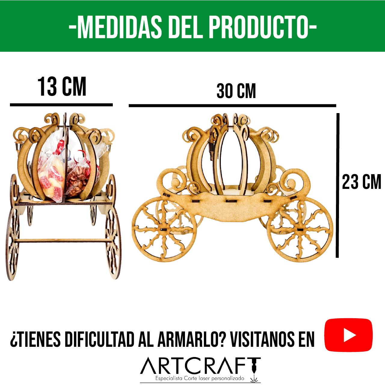 🎠 Carreta de Cenicienta en MDF – Ideal para Centros de Mesa o Decoración ✨5pz RB98