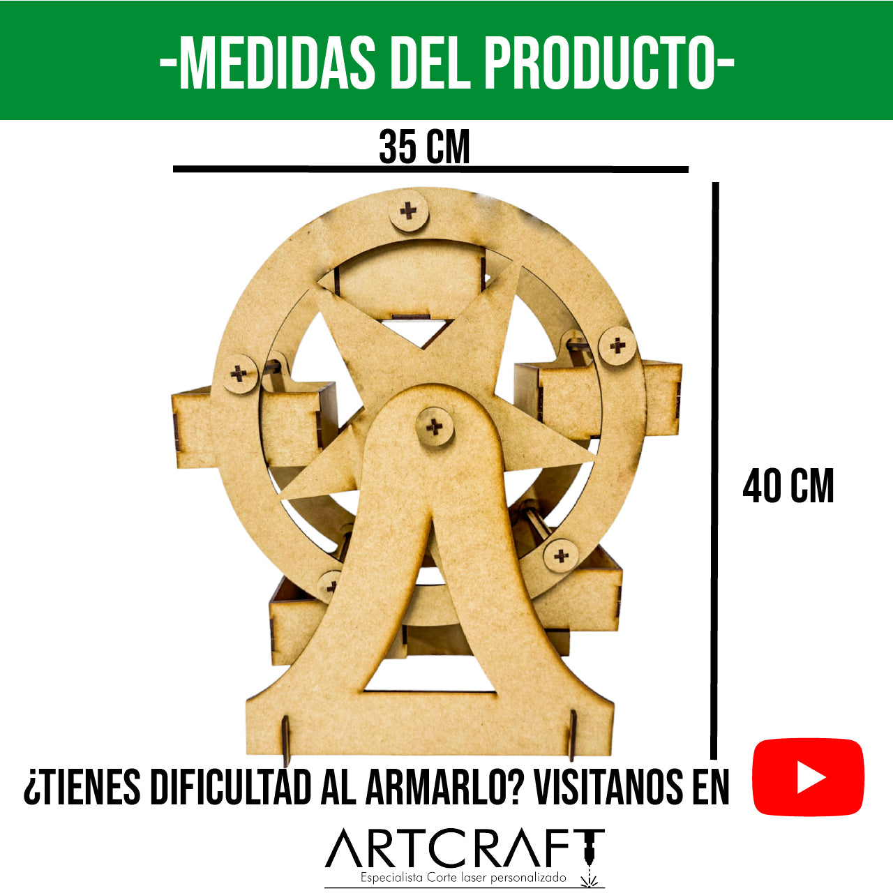 🎡 Rueda de la Fortuna decorativa en MDF – Dulcero o centro de mesa 🎁 1pz RB96