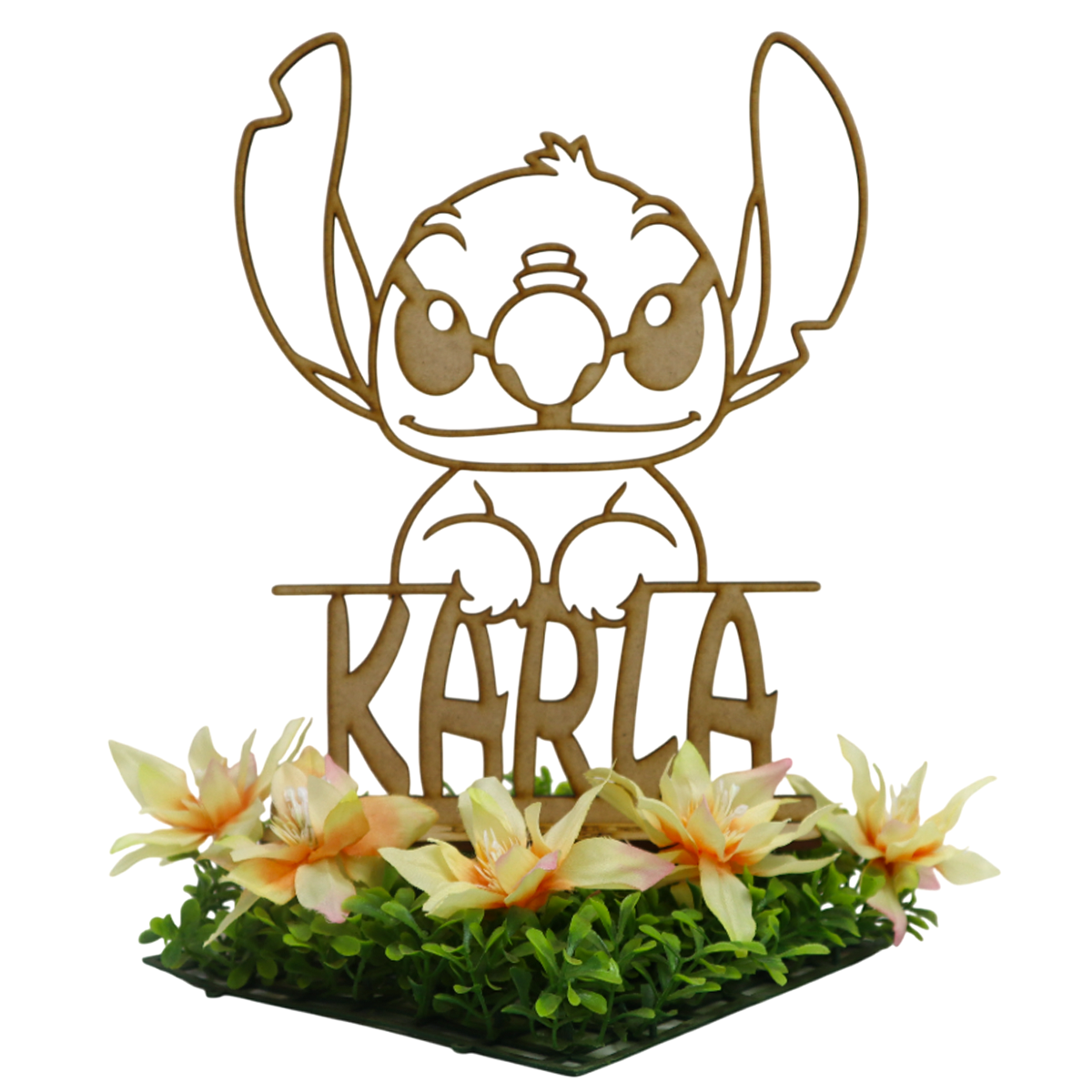 🌺 Centro de mesa Personalizado Stitch con Nombre | Recuerdo de Cumpleaños Infantil 🎉 10pz RB130