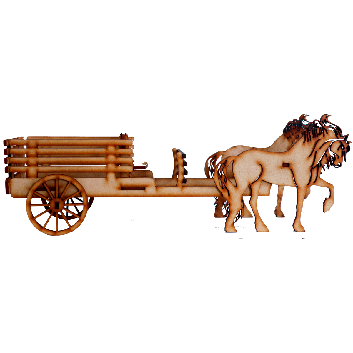 Carreta Decorativa de MDF con Caballos – Personalizable 🎠 10pz RB49