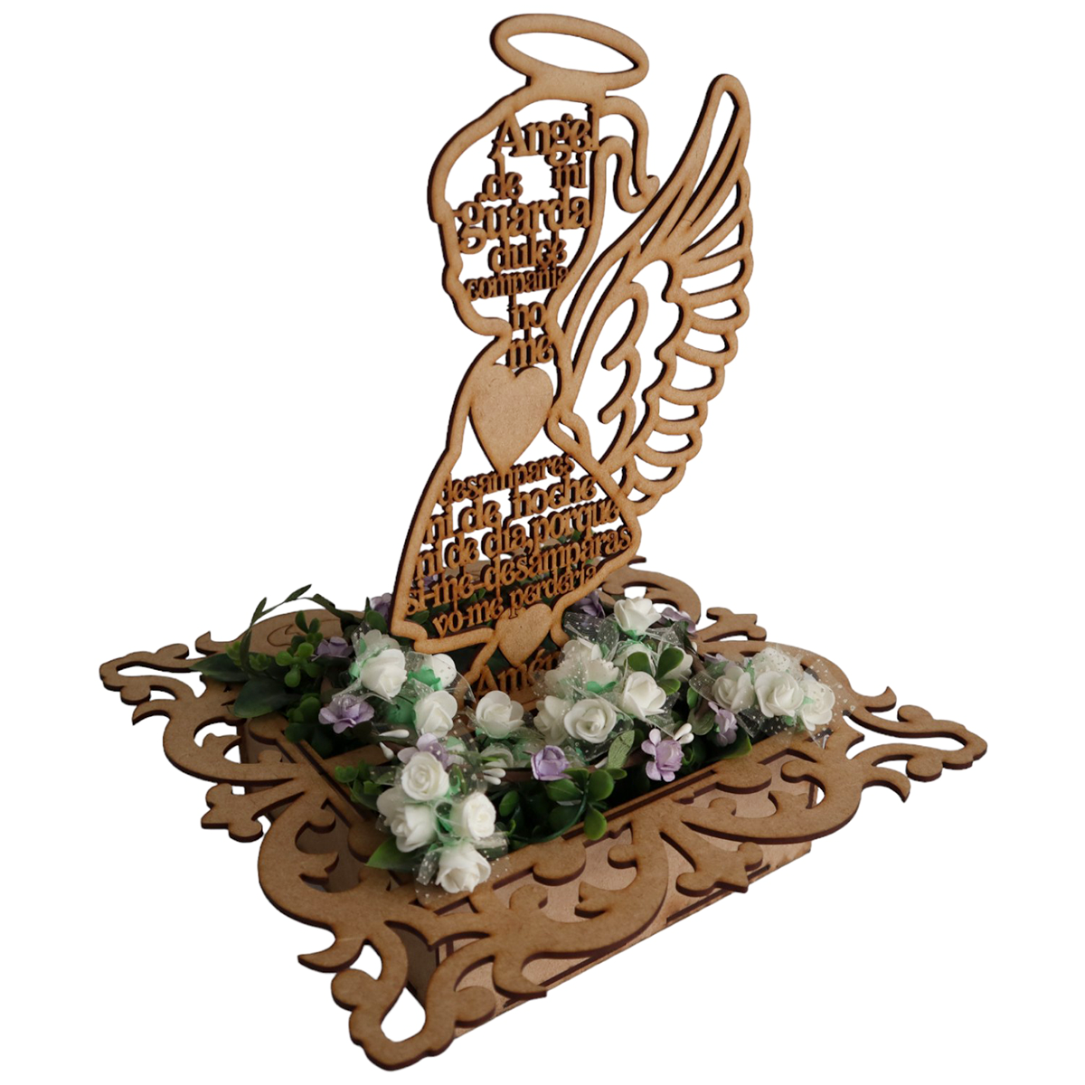 🌟 Centro de Mesa con Caja y Angelitos de MDF – Varios Modelos ✨ 5pz RB83