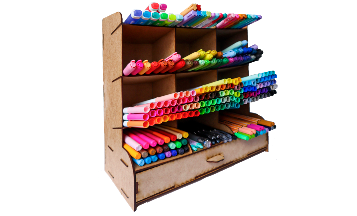 🖍️ Organizador de plumones con cajón 🧷 | OE08
