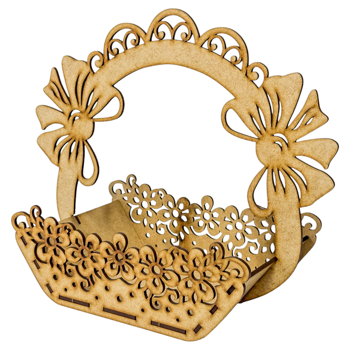 🎀 canasta decorativa con moños de mdf 🎀 RB97