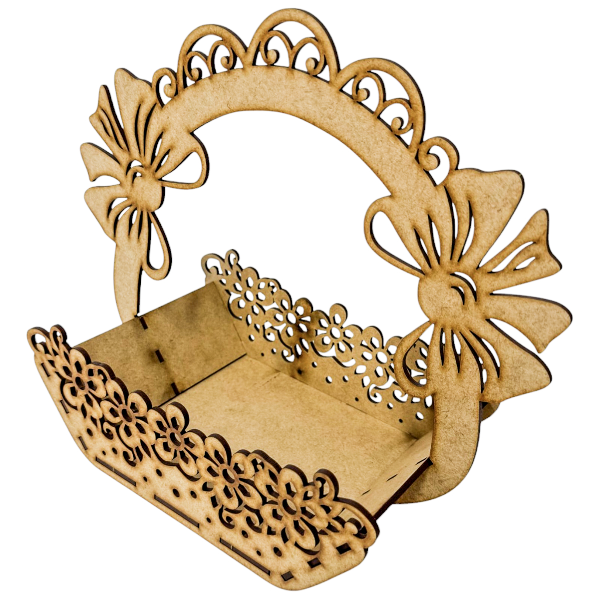 🎀 canasta decorativa con moños de mdf 🎀 RB97