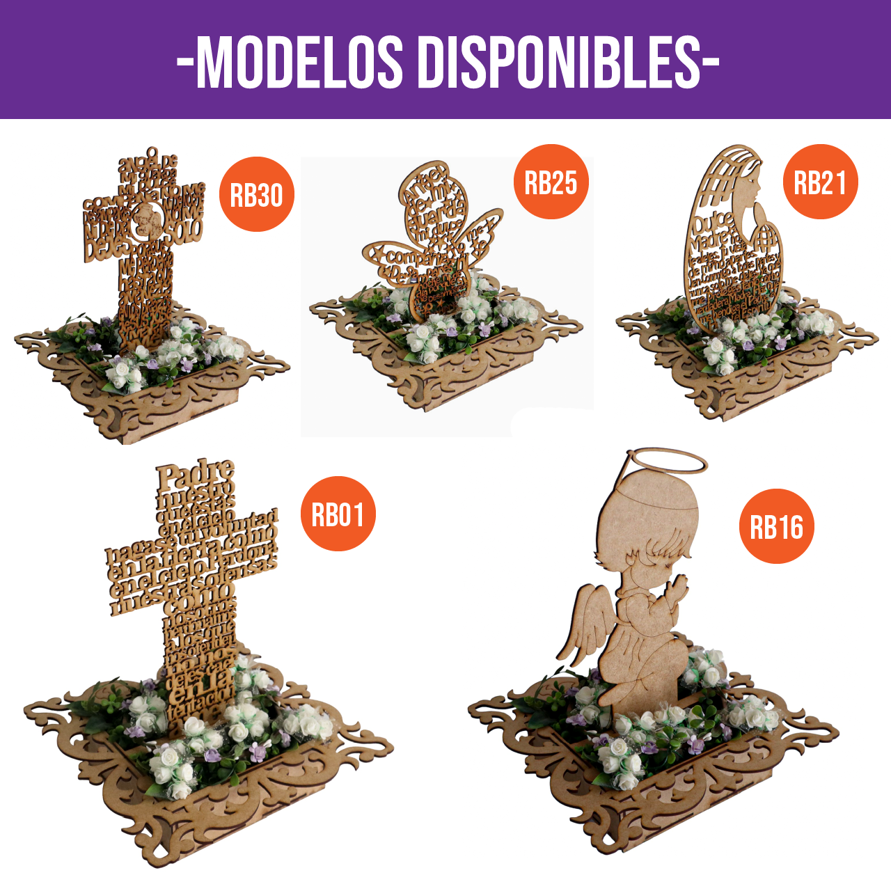🌟 Centro de Mesa con Caja y Angelitos de MDF – Varios Modelos ✨ 5pz RB83