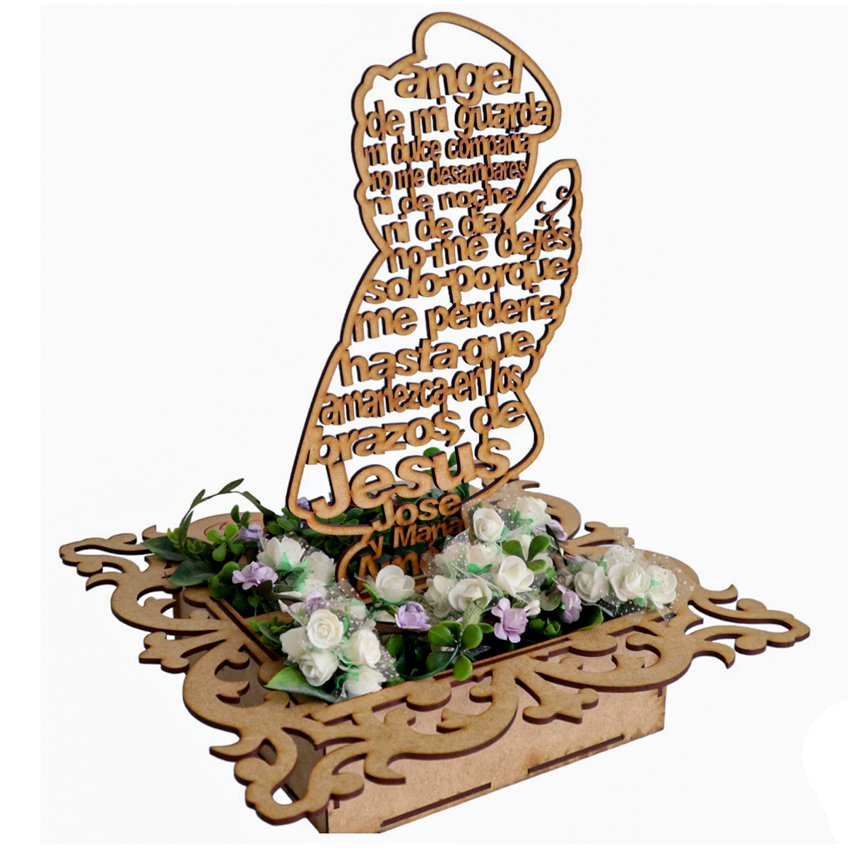🌟 Centro de Mesa con Caja y Angelitos de MDF – Varios Modelos ✨ 5pz RB83