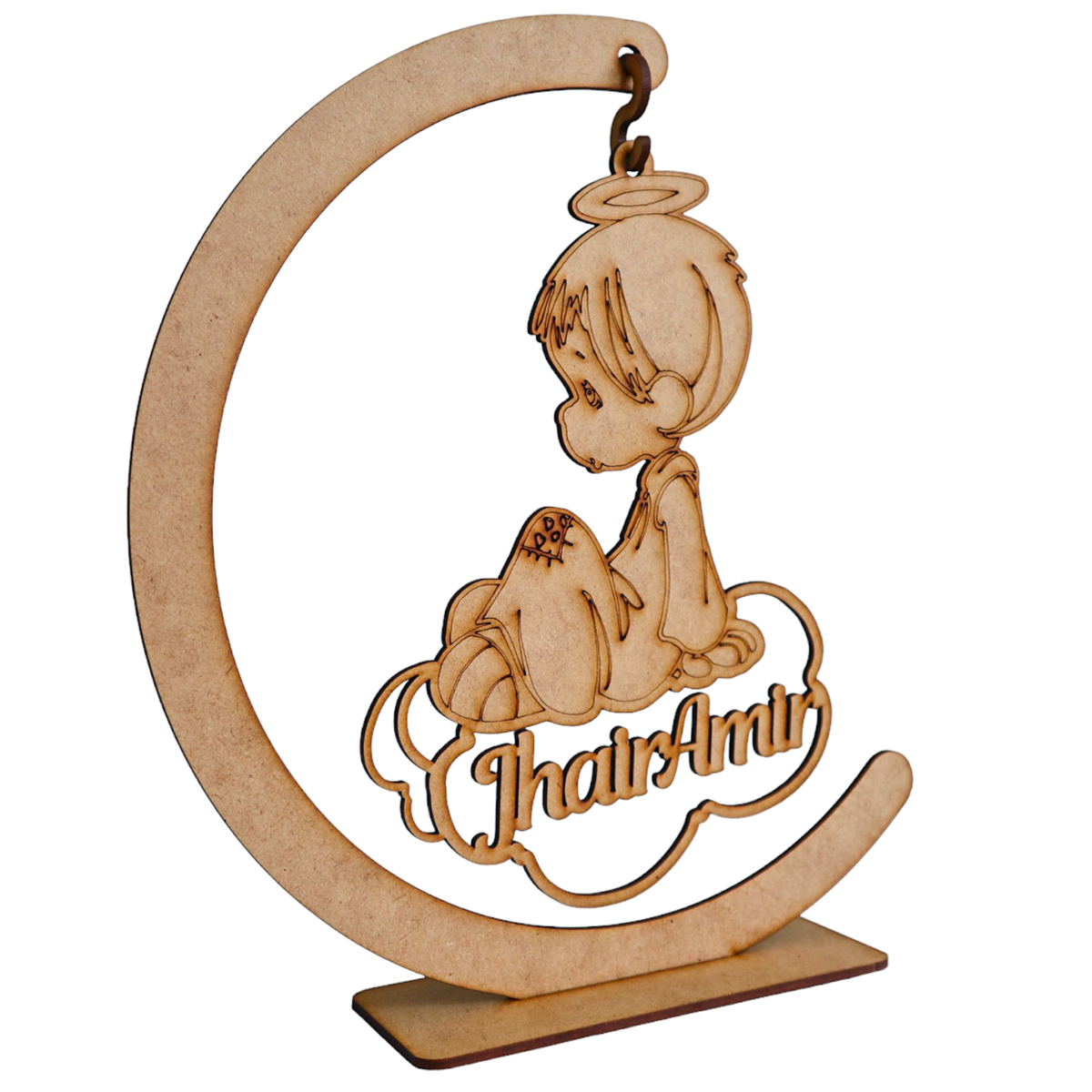 🌙👼 Centro de mesa angelito en luna personalizado 10pz RB79