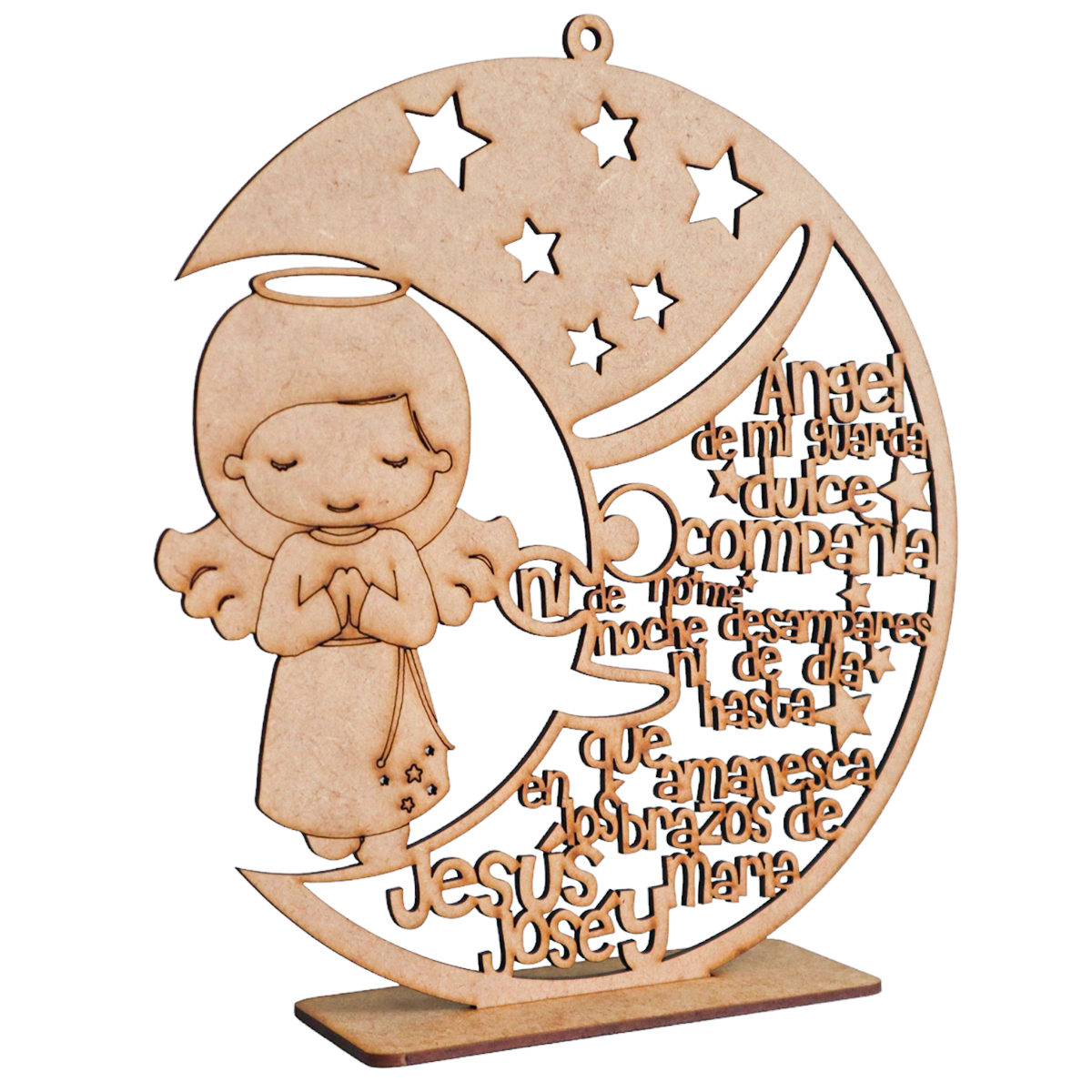 🕊️ Ángel de Mi Guarda en MDF con Oración 🌙✨ 10pz RB82