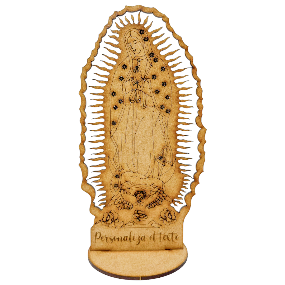 🕊️ Virgen de Guadalupe en MDF con base personalizada 🕊️ 25cm 12pz RB95