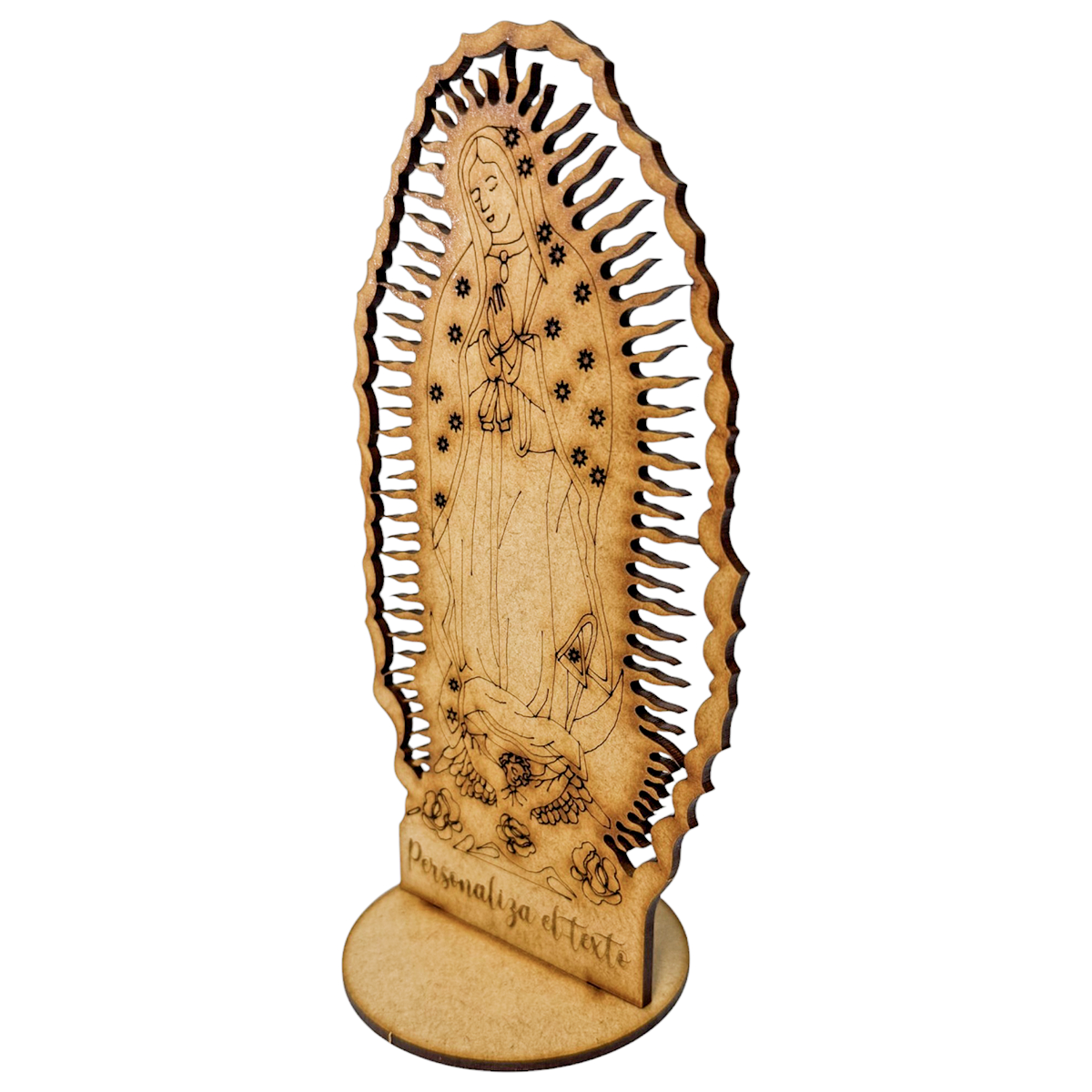 🕊️ Virgen de Guadalupe en MDF con base personalizada 🕊️ 25cm 12pz RB95