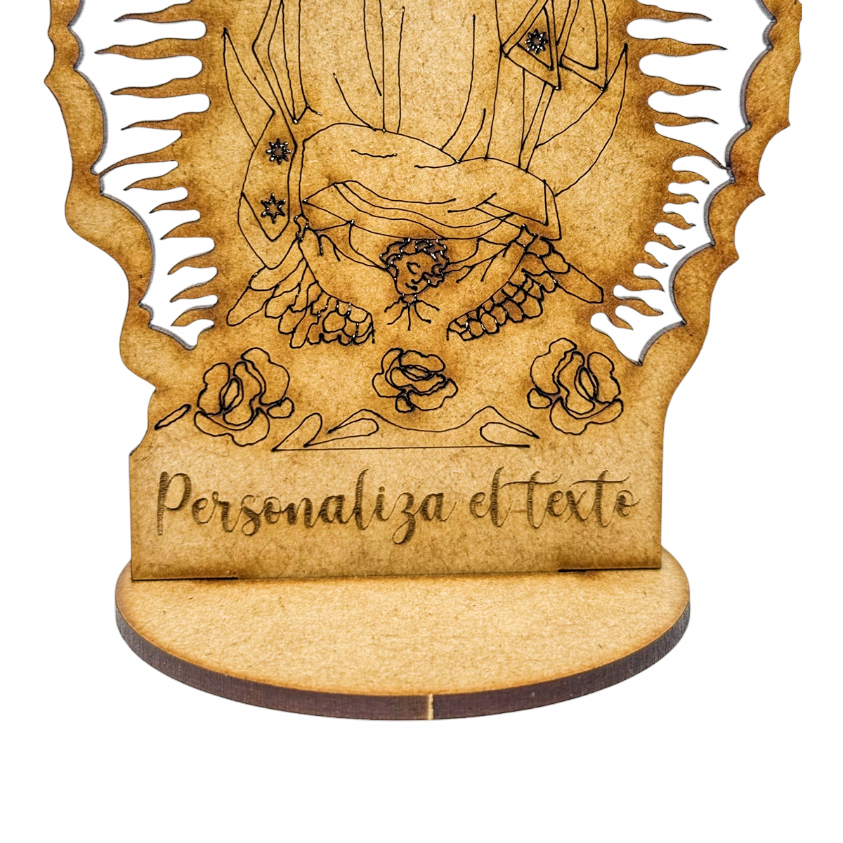 🕊️ Virgen de Guadalupe en MDF con base personalizada 🕊️ 25cm 12pz RB95