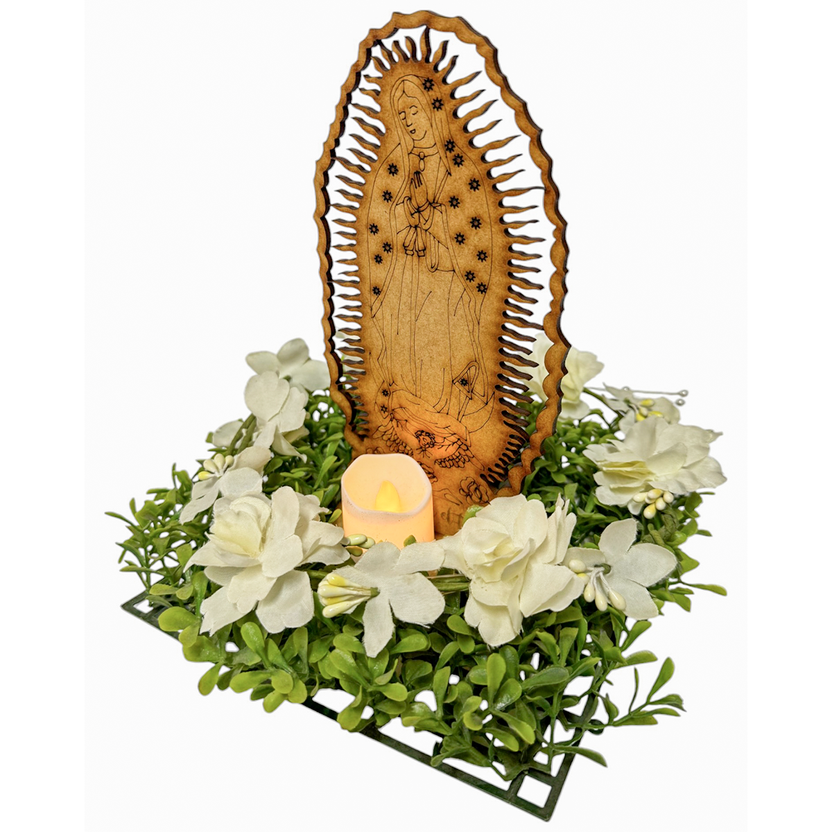 🕊️ Virgen de Guadalupe en MDF con base personalizada 🕊️ 25cm 12pz RB95